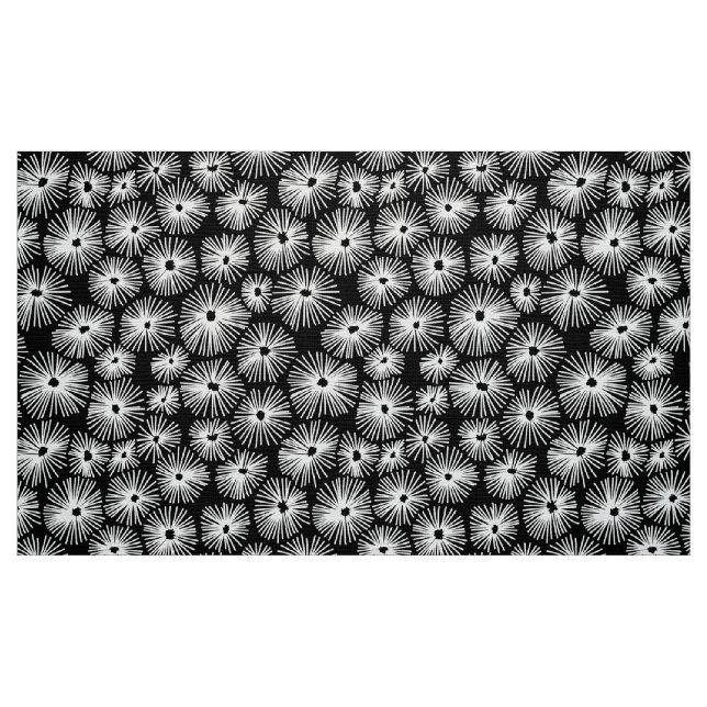 Tela Patrón abstracto 101115 - Blanco sobre negro ("Cuarto gordo" (fat quarter))