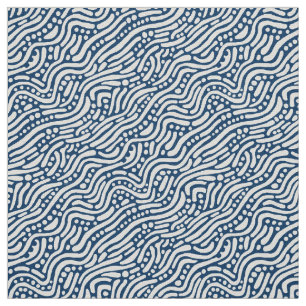 Tela Patrón abstracto 110523 - Blanco sobre azul shibor