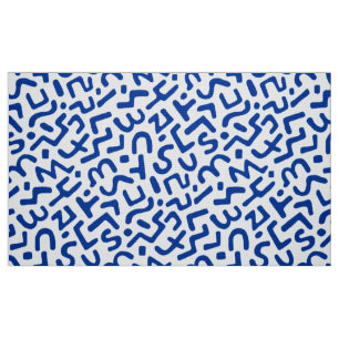 Tela Patrón abstracto 170822 - Azul marino sobre blanco