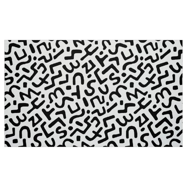 Tela Patrón abstracto 170822 - Negro sobre blanco ("Cuarto gordo" (fat quarter))