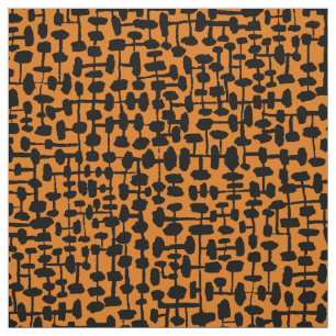 Tela Patrón abstracto 190621 Negro sobre Naranja