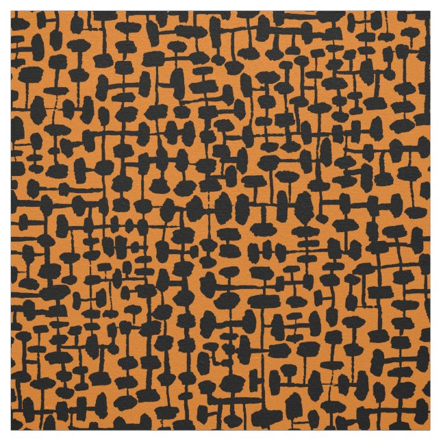 Tela Patrón abstracto 190621 Negro sobre Naranja (Retal)