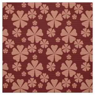 Tela Patrón abstracto de hoja retro de color marrón osc