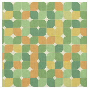 Tela Patrón abstracto de mediados de siglo verde naranj