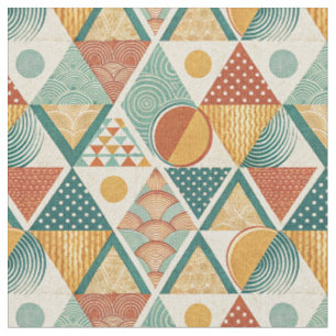 Tela Patrón abstracto retro geométrico de círculos y tr