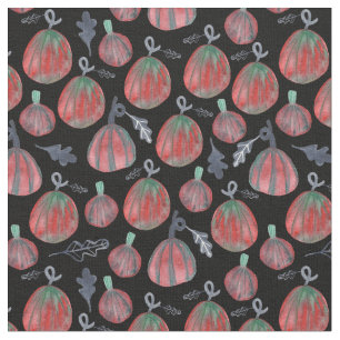 Tela Patrón acuarela de otoño de las calabazas de caída