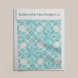 Tela Patrón acuático de hojas tropicales hawaianas