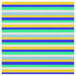 Tela Patrón amarillo, azul, verde, blanco y azul cielo