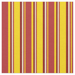 Tela Patrón amarillo, rojo, blanco y marrón/rayado