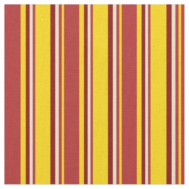 Tela Patrón amarillo, rojo, blanco y marrón/rayado (De cerca)