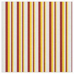 Tela Patrón amarillo, rojo oscuro y blanco de rayas