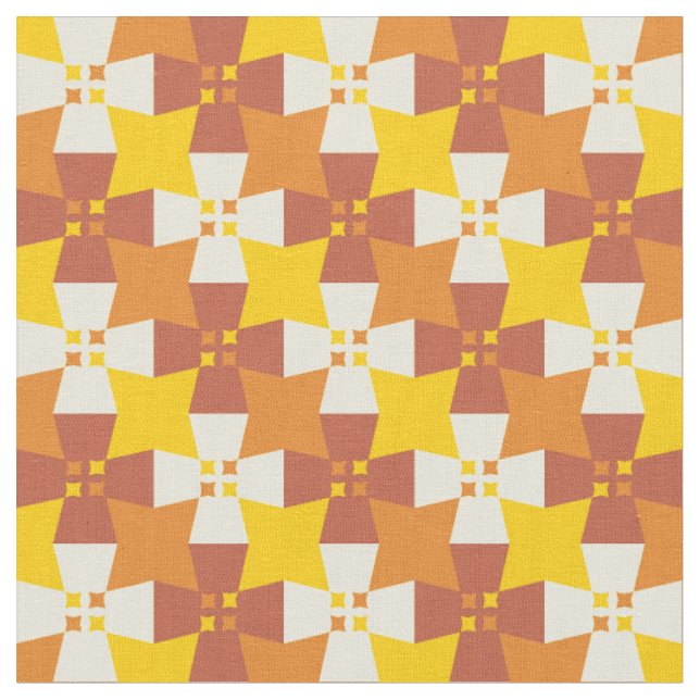 Tela Patrón amarillo y naranja otoñal con estrellas (De cerca)