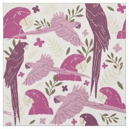 Tela Patrón Ara Parrot Rosa de hoja tropical