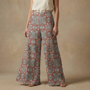 Tela Patrón árabe borgoñés y grisáceo