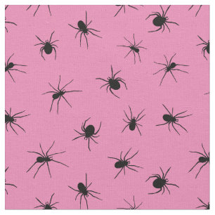 Tela Patrón araña rosa y negro