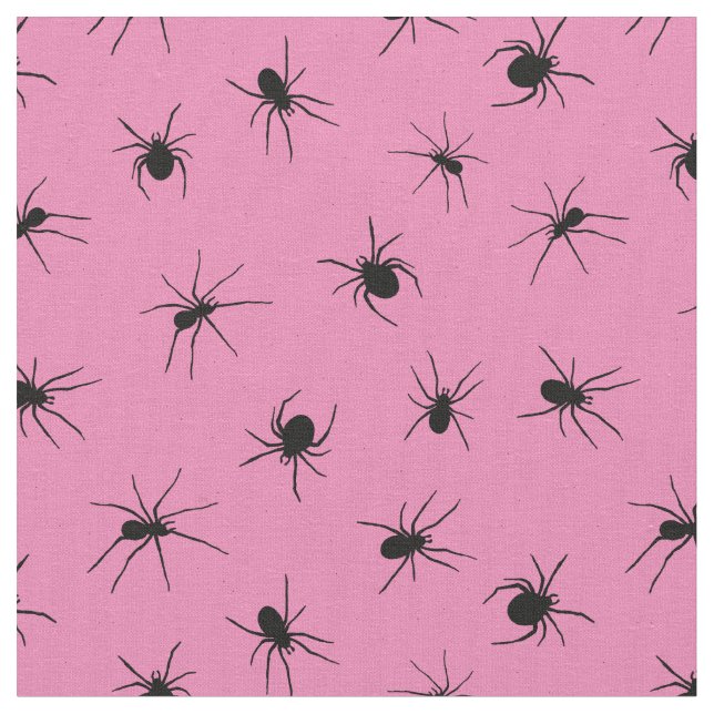 Tela Patrón araña rosa y negro (De cerca)