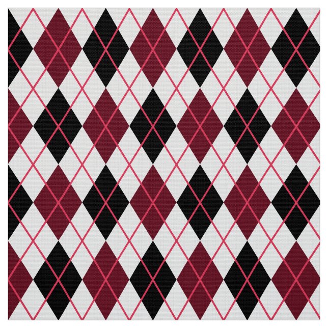 Tela Patrón argla de Borgoña, Negro y Blanco (Retal)