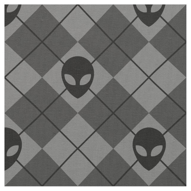 Tela Patrón Argyle de Alien Negro y Gris (De cerca)