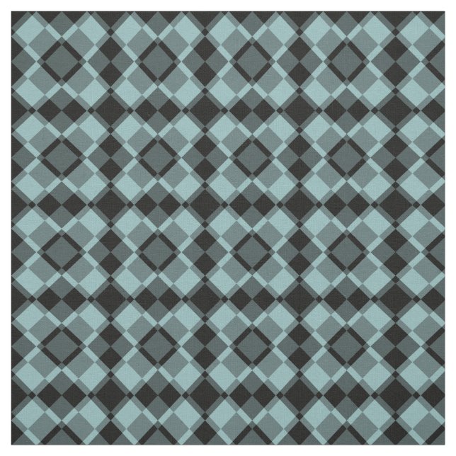 Tela Patrón Argyle de Cuadros Azul Negro (Retal)