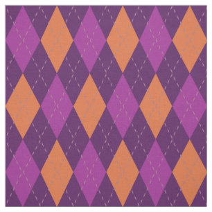 Tela Patrón Argyle Naranja y púrpura