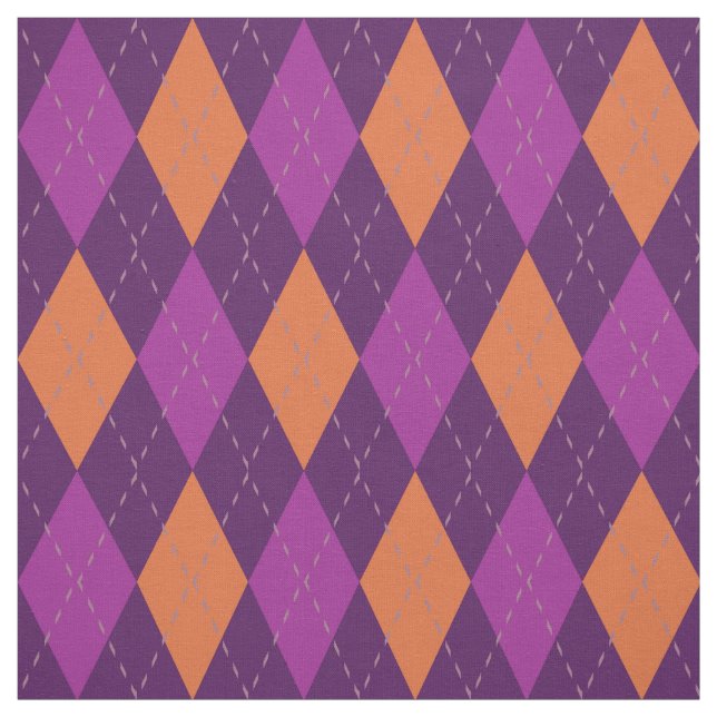 Tela Patrón Argyle Naranja y púrpura (Retal)