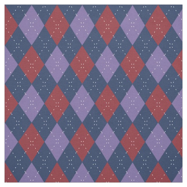 Tela Patrón argyle púrpura y rojo (Retal)