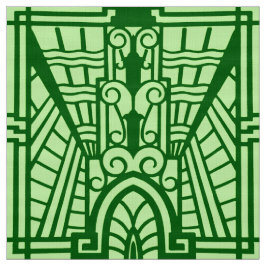 Tela Patrón arquitectónico deco, verde jade claro