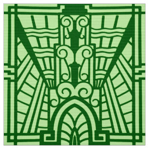 Tela Patrón arquitectónico deco, verde jade claro