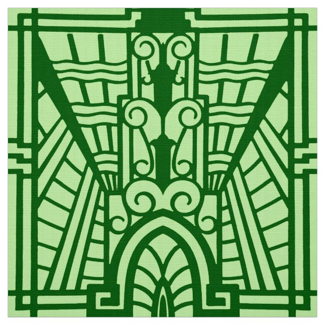 Tela Patrón arquitectónico deco, verde jade claro (Retal)