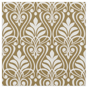Tela Patrón Art Deco 01 - Blanco sobre la fusión dorada