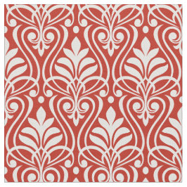 Tela Patrón Art Deco 01 - Blanco sobre rojo persa