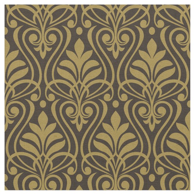 Tela Patrón Art Deco 01 - Deco Gold sobre Deco Black (De cerca)