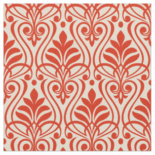 Tela Patrón Art Deco 01 - El rojo del Dalí en blanco ro