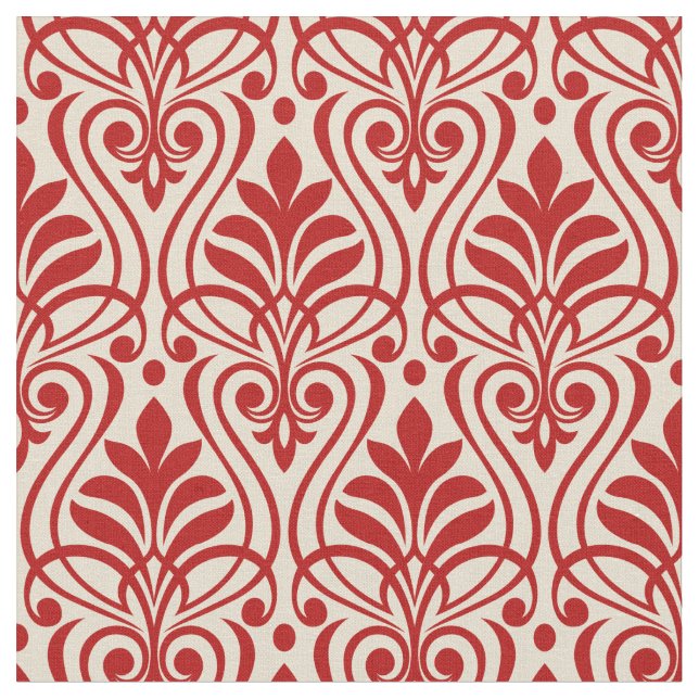 Tela Patrón Art Deco 01 - Escher Red on Off-White (De cerca)