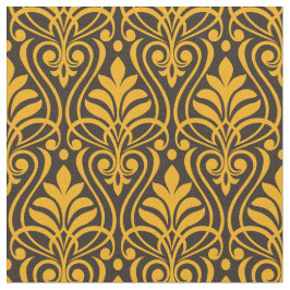Tela Patrón Art Deco 01 - Gamboge vivo en negro Deco