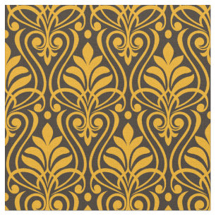 Tela Patrón Art Deco 01 - Gamboge vivo en negro Deco