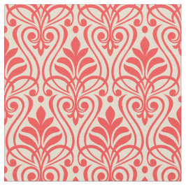 Tela Patrón Art Deco 01 - Rojo claro en blanco apagado