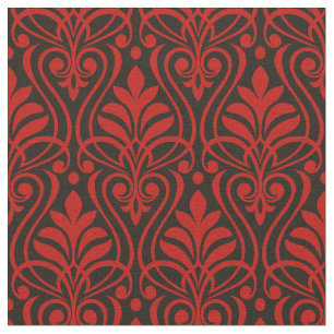 Tela Patrón Art Deco 01 - Rojo de Milán sobre negro