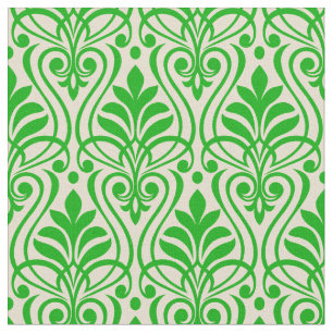 Tela Patrón Art Deco 01 - Verde animado oscuro sobre bl