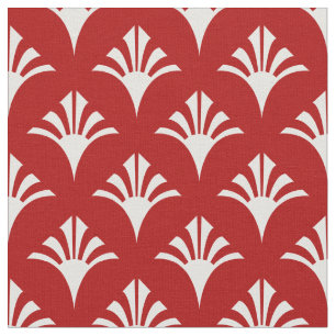 Tela Patrón Art Deco 02 - Blanco sobre el rojo milano