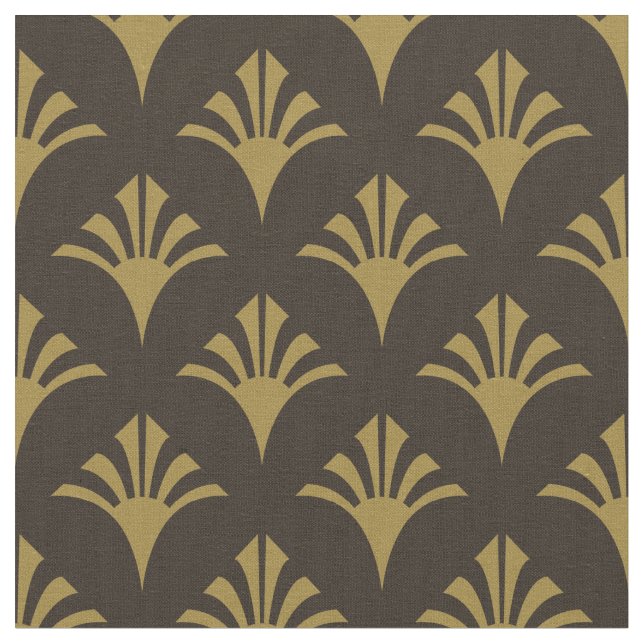 Tela Patrón Art Deco 02 - Deco Gold sobre Deco Black (De cerca)