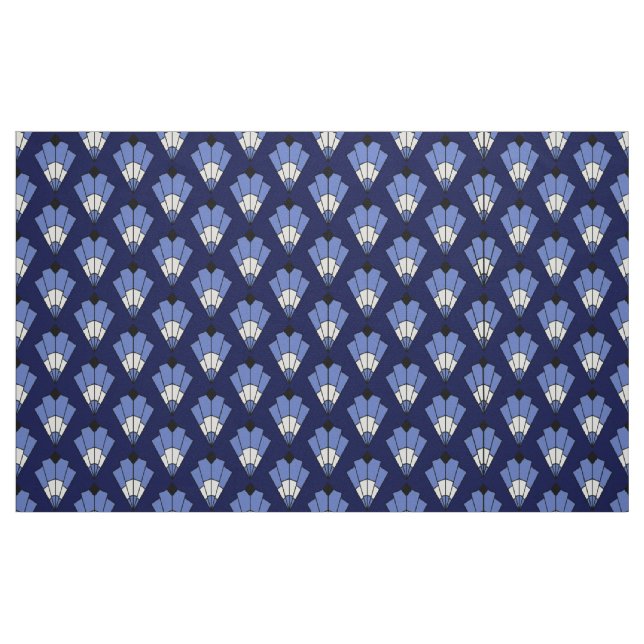 Tela Patrón Art Deco de Marina y azul pálido ("Cuarto gordo" (fat quarter))