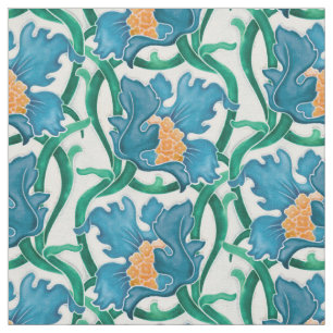 Tela Patrón Art Nouveau Floral Majolica