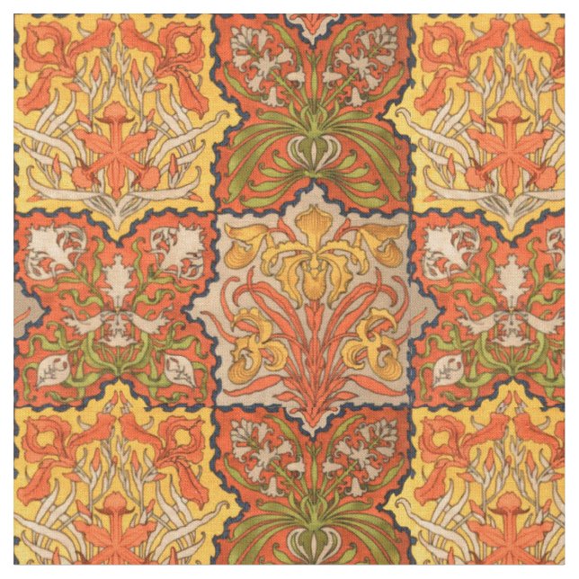 Tela Patrón Art Nouveau floral vintage "Quilt" (De cerca)