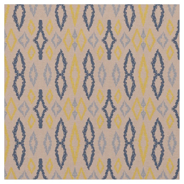 Tela Patrón azul amarillo Ikat Pastel marroquí (De cerca)