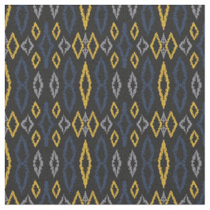 Tela Patrón azul amarillo negro de Ikat marroquí