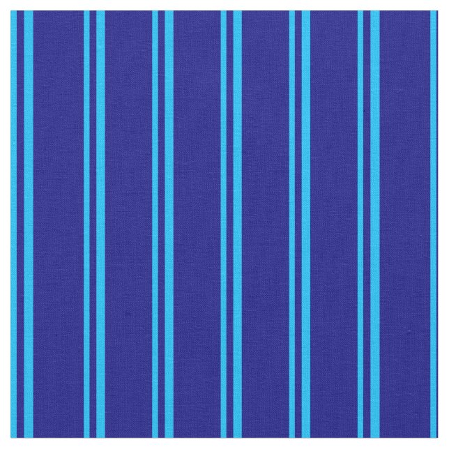 Tela Patrón azul cielo profundo y azul a rayas/lino (De cerca)