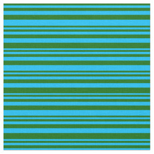 Tela Patrón azul cielo profundo y verde oscuro con raya