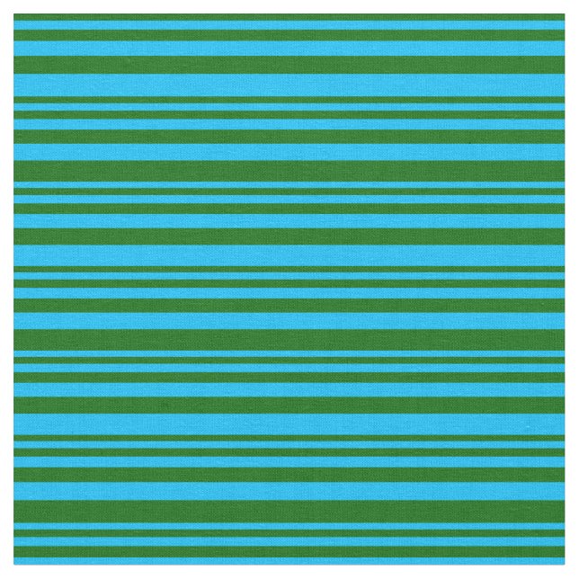Tela Patrón azul cielo profundo y verde oscuro con raya (De cerca)