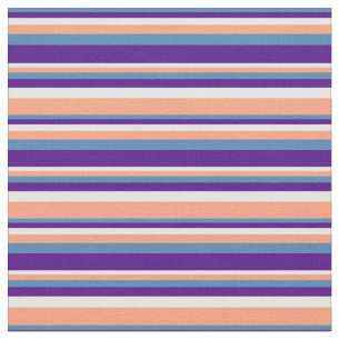 Tela Patrón azul, índigo, blanco y salmón claro